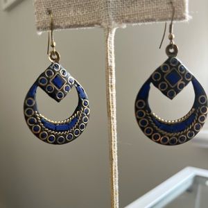 Blue boho style earrings